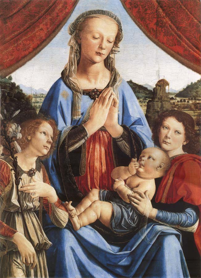 LEONARDO da Vinci Leonardo there Vinci and Andrea del Verrocchio, madonna with the child and angels